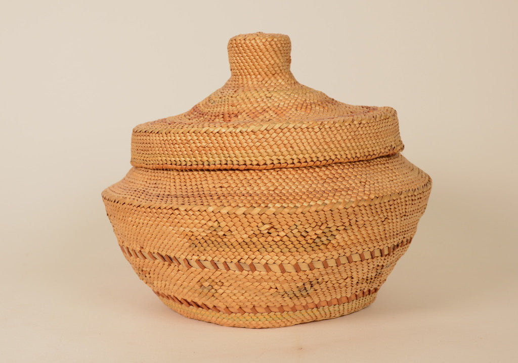Makah or Nootka, Large Lidded Basket