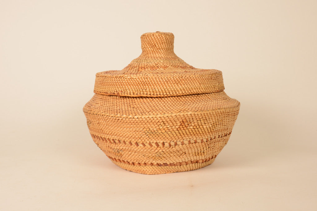 Makah or Nootka, Large Lidded Basket