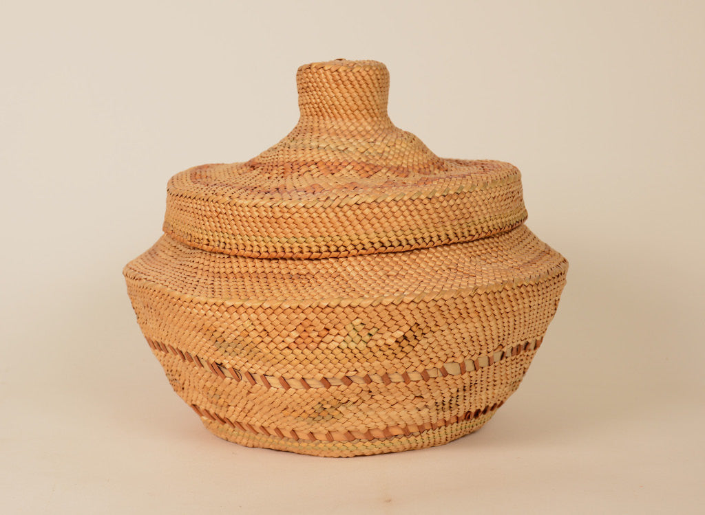 Makah or Nootka, Large Lidded Basket