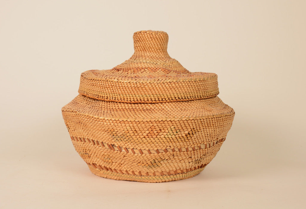 Makah or Nootka, Large Lidded Basket
