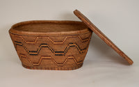 Large Thompson River Salish lidded oval Basket Trunk,