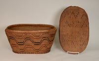 Large Thompson River Salish lidded oval Basket Trunk,