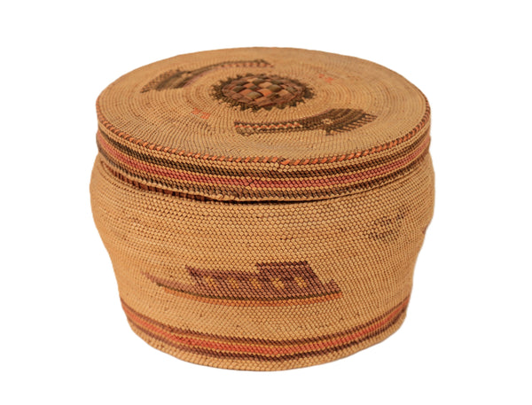 Makah round trinket basket
