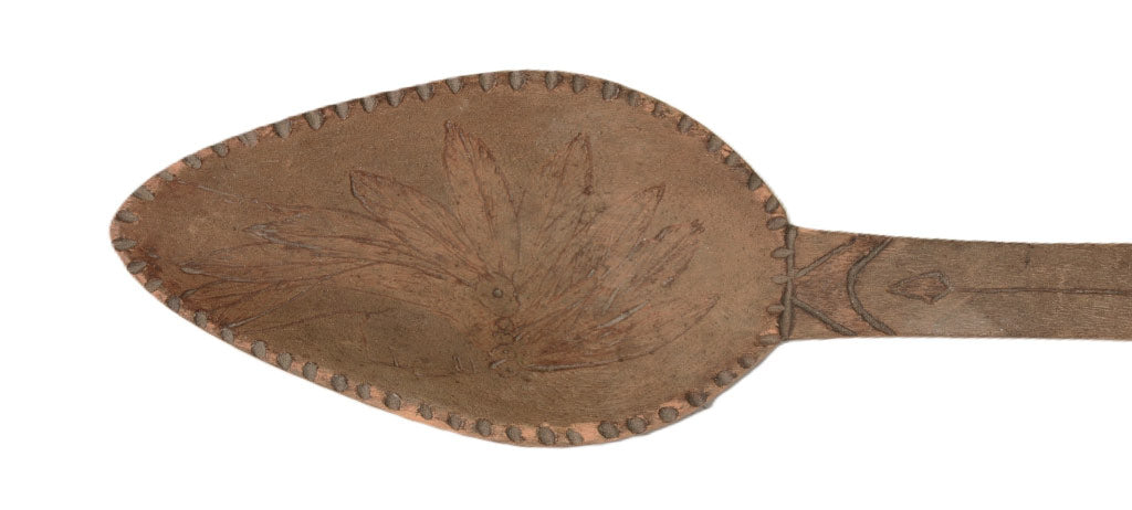 Creek Wooden Spoon inscribed "Oct 17 Okwulgee Creek Nation I.T. -1903 Tola Hatche"
