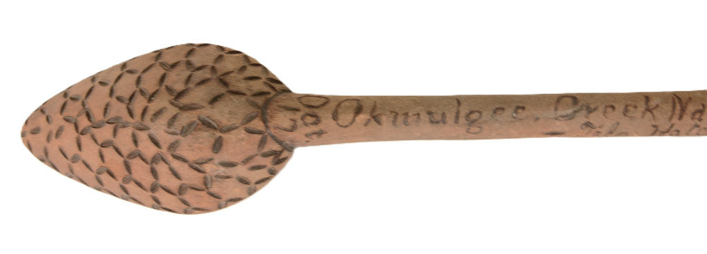 Creek Wooden Spoon inscribed "Oct 17 Okwulgee Creek Nation I.T. -1903 Tola Hatche"