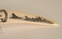 Eskimo Walrus Ivory Cribbage Board with Scrimshaw