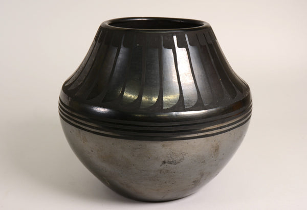 San Ildefonso Black on Black Gunmetal Pottery by Maria and Santana Martinez