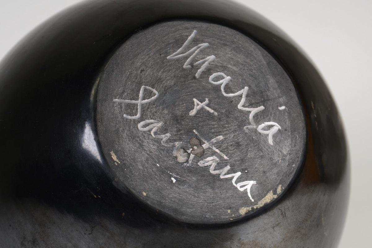 San Ildefonso Black on Black Gunmetal Pottery by Maria and Santana Martinez