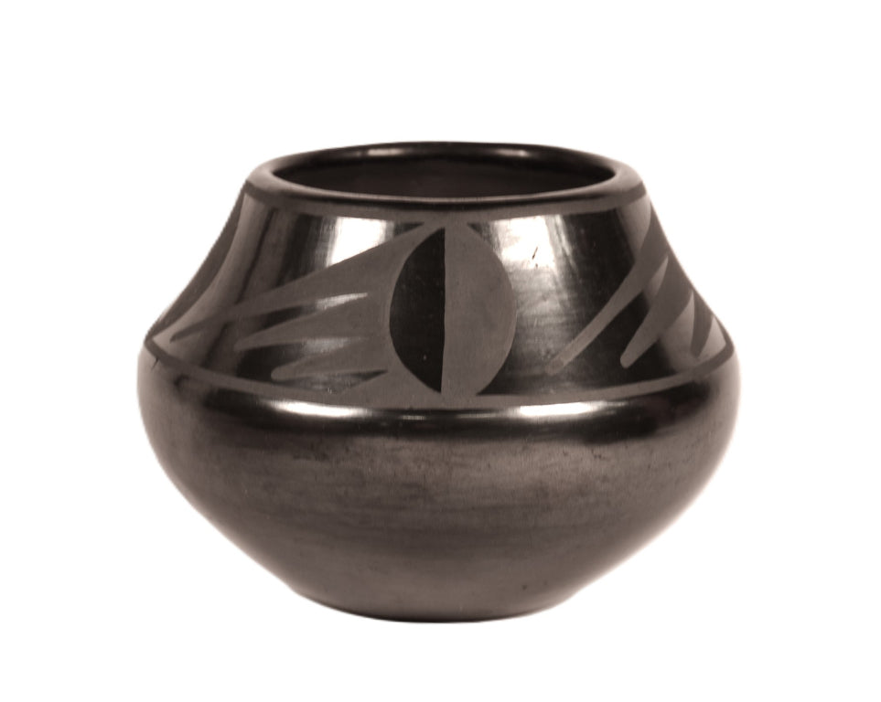 San Ildefonso Pueblo Black on Black Jar By Marie & Santana Martinez