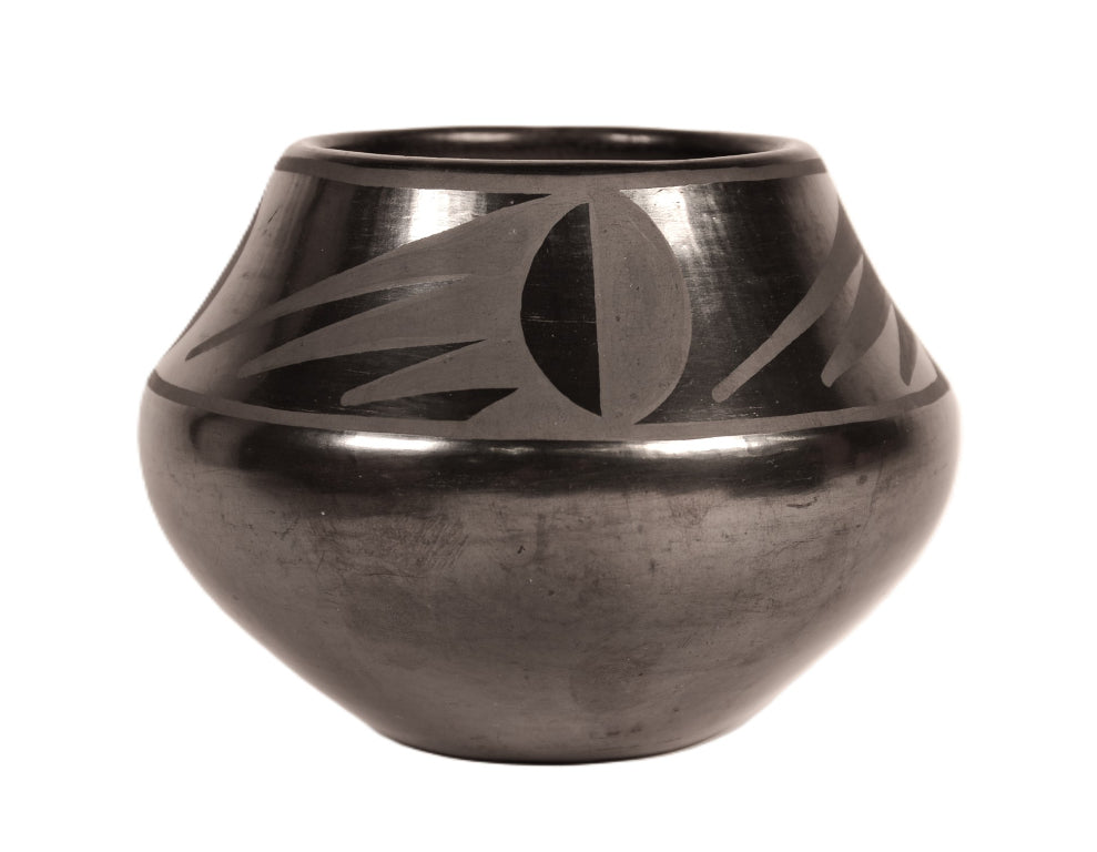 San Ildefonso Pueblo Black on Black Jar By Marie & Santana Martinez