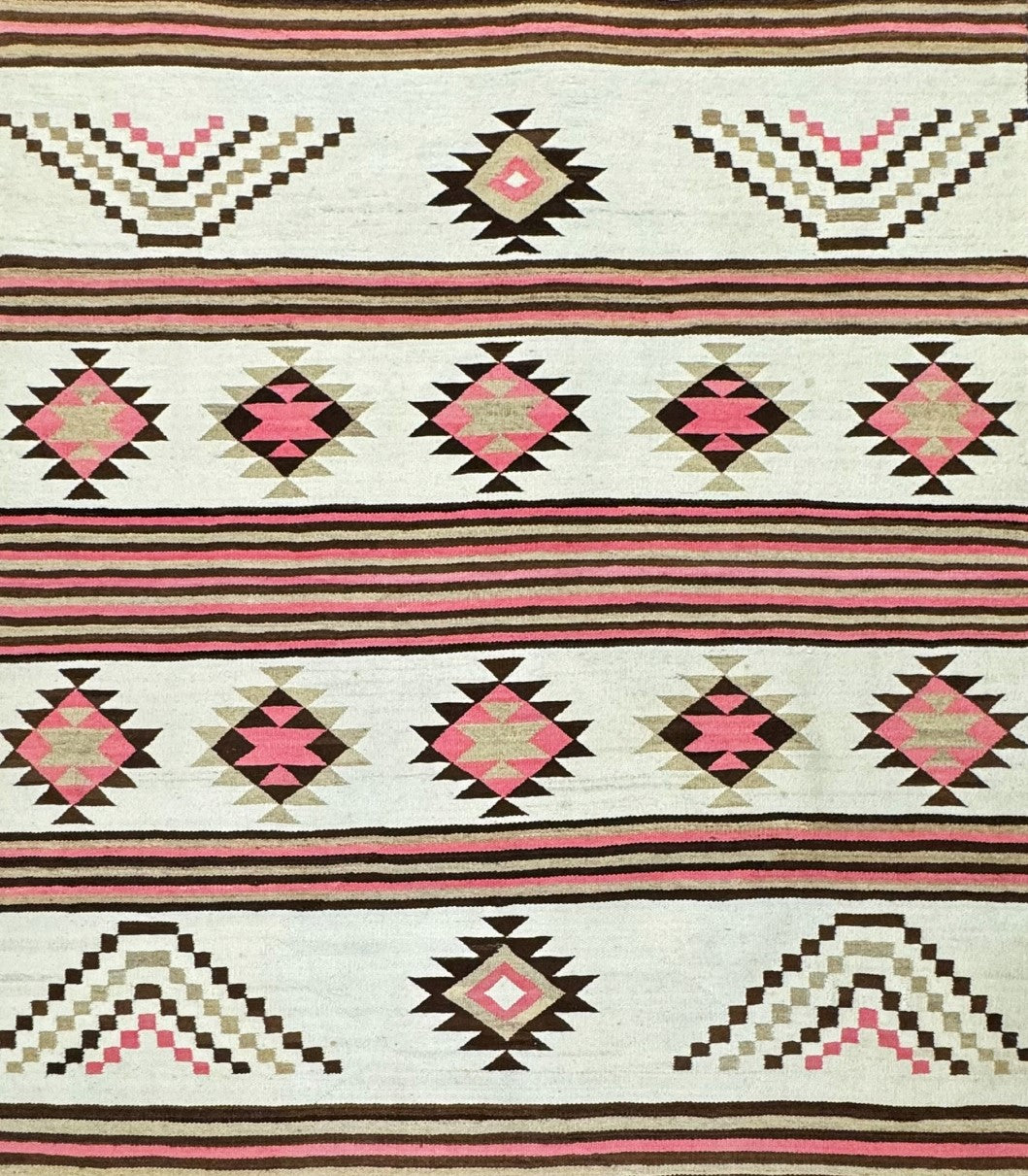 Antique Navajo Banded Classic Revival Blanket / Rug