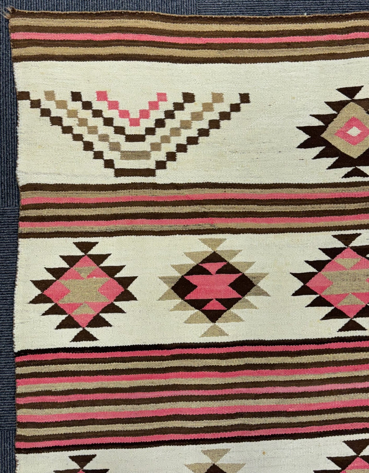 Antique Navajo Banded Classic Revival Blanket / Rug
