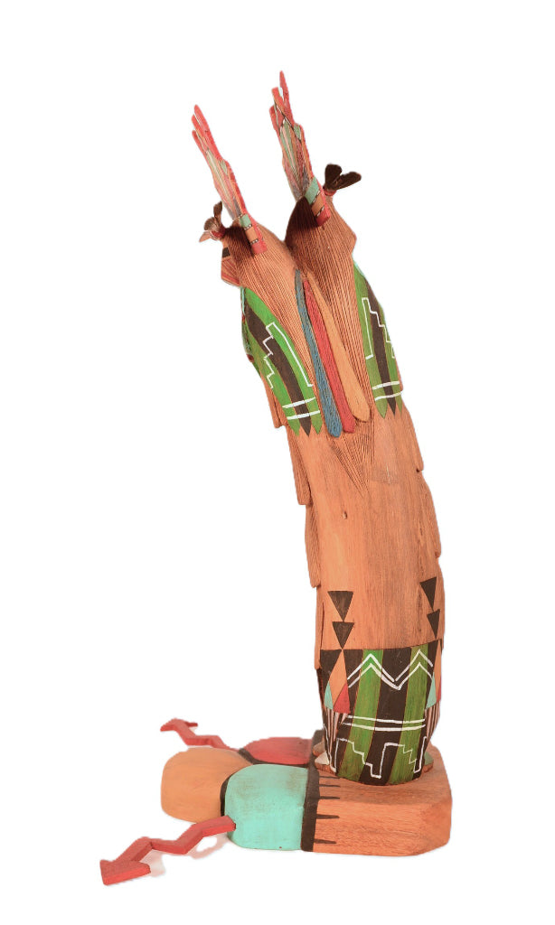 Hopi Pueblo Shaliko Taka and Shaliko Mana Double Kachina Doll By John Piestewo