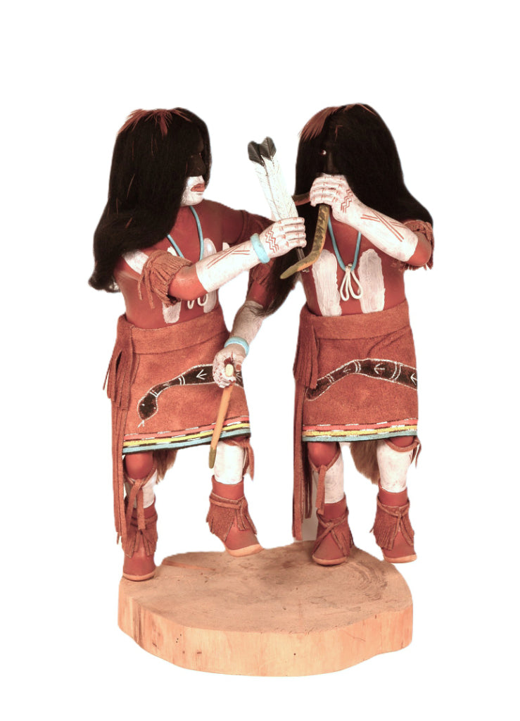Hopi Pueblo Tewa Snake Dancers Kachina Dolls Pair By A.L. Sahmie