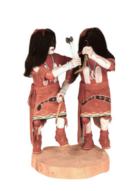 Hopi Pueblo Tewa Snake Dancers Kachina Dolls Pair By A.L. Sahmie