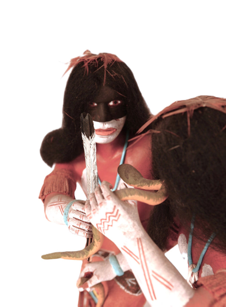 Hopi Pueblo Tewa Snake Dancers Kachina Dolls Pair By A.L. Sahmie