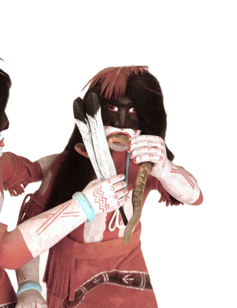 Hopi Pueblo Tewa Snake Dancers Kachina Dolls Pair By A.L. Sahmie