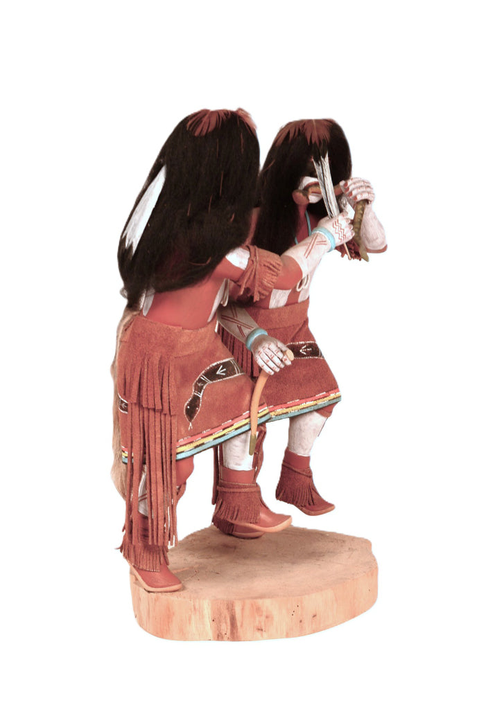 Hopi Pueblo Tewa Snake Dancers Kachina Dolls Pair By A.L. Sahmie