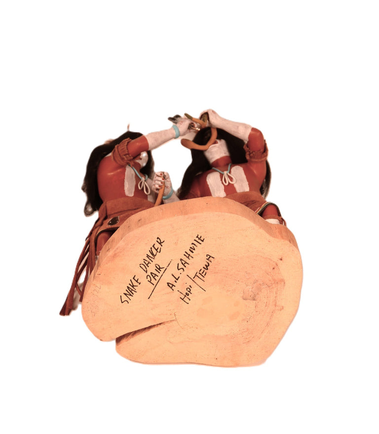Hopi Pueblo Tewa Snake Dancers Kachina Dolls Pair By A.L. Sahmie