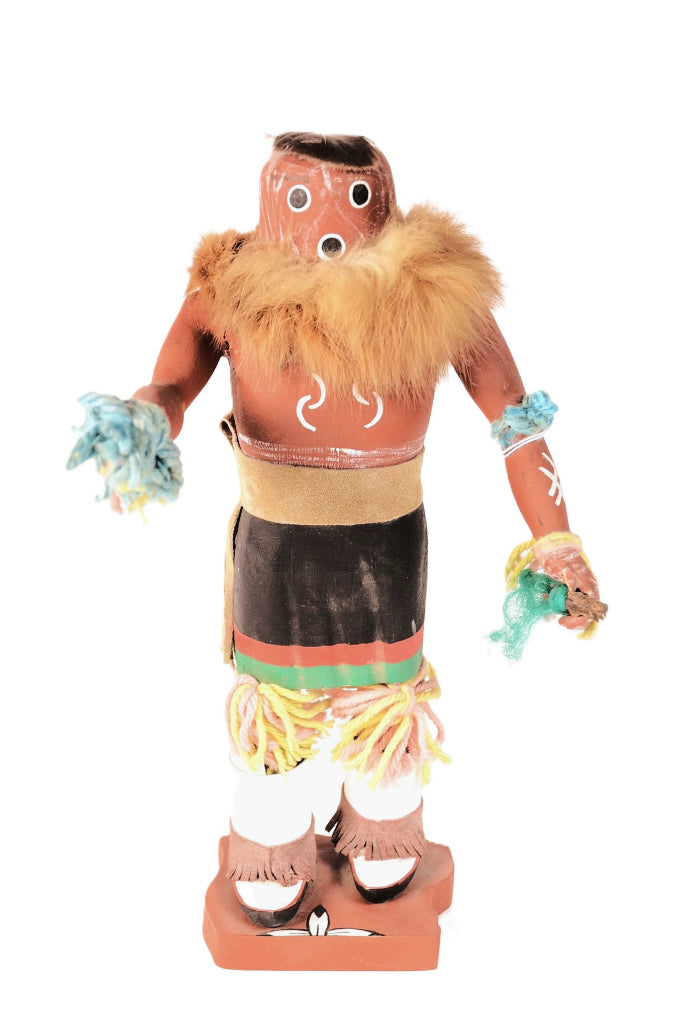 Hopi Pueblo Mudhead Dung Feeding Kachina Doll By K. Sarracimo