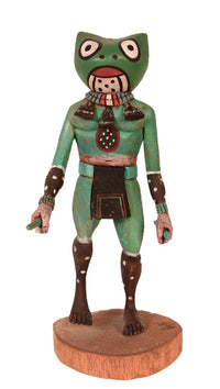 Hopi Pueblo Green Frog Kachina Doll By Watbar Namoki