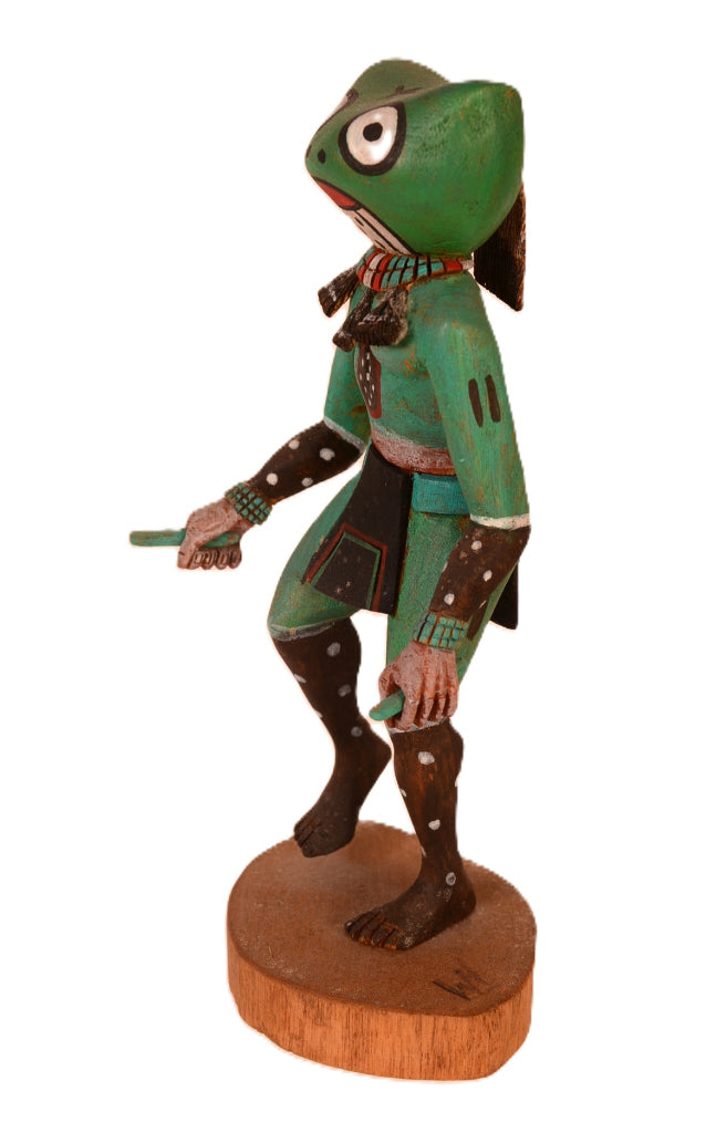 Hopi Pueblo Green Frog Kachina Doll By Watbar Namoki