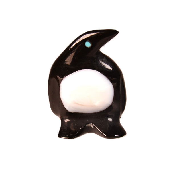 Zuni Pueblo Black and White Penguin Fetish By Calvert Bowannie