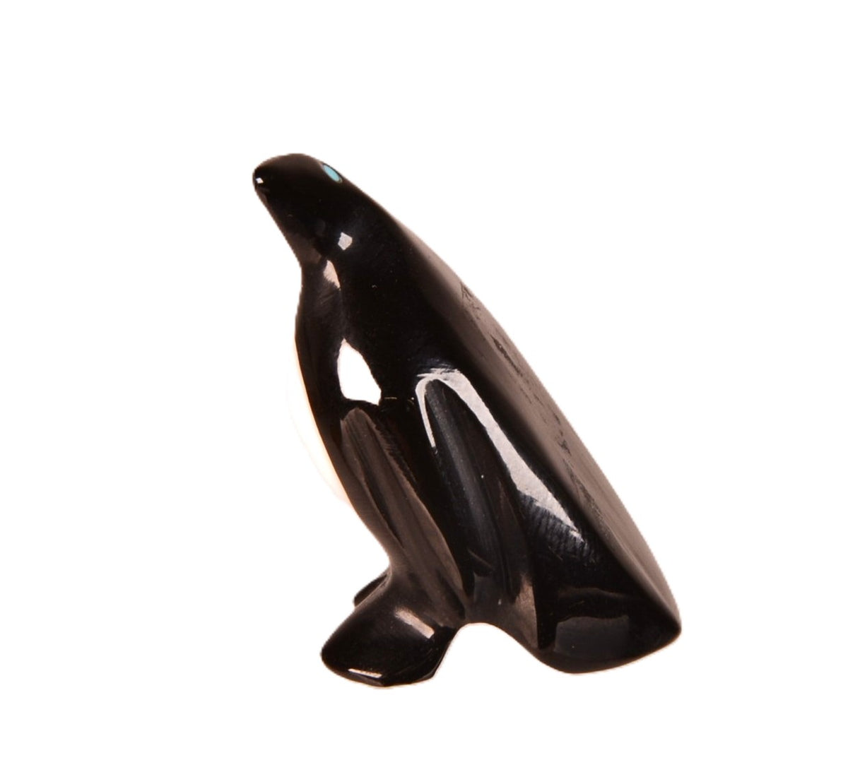 Zuni Pueblo Black and White Penguin Fetish By Calvert Bowannie