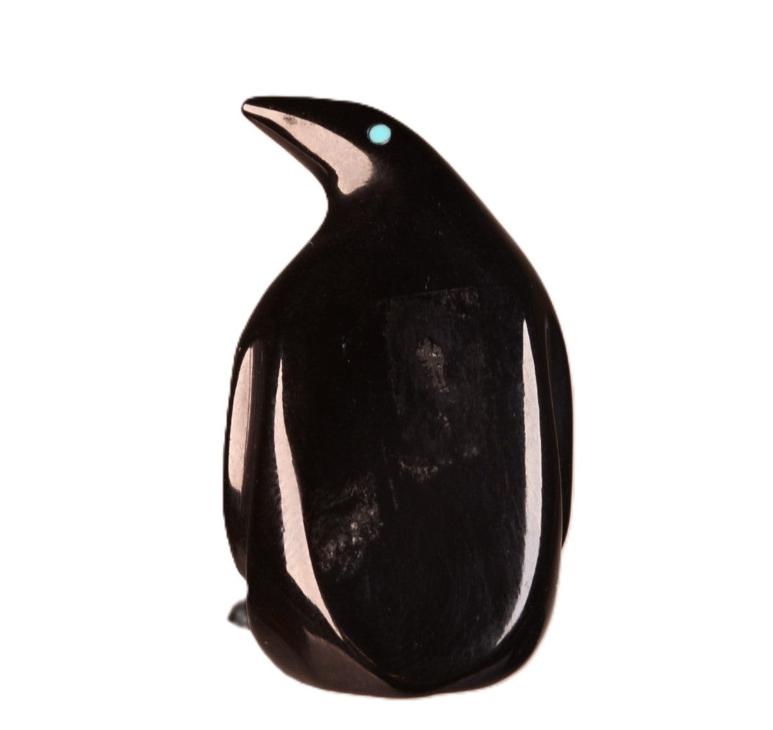 Zuni Pueblo Black and White Penguin Fetish By Calvert Bowannie