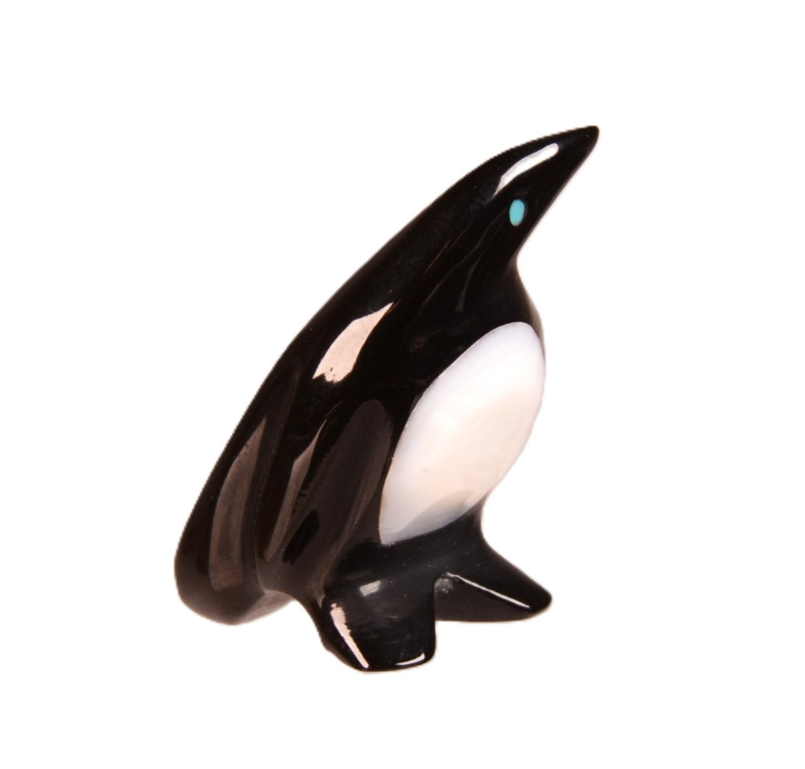 Zuni Pueblo Black and White Penguin Fetish By Calvert Bowannie
