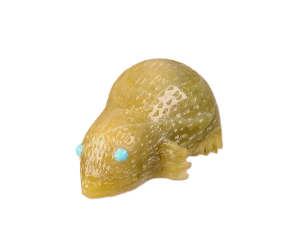 Zuni Pueblo Green Platypus Fetish By Bernie Laselute