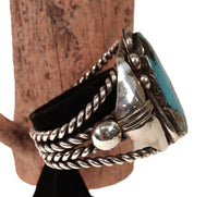 Navajo Sterling Silver Bracelet with Oval Turquoise Setting