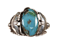 Navajo Sterling Silver Bracelet with Oval Turquoise Setting