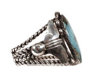Navajo Sterling Silver Bracelet with Oval Turquoise Setting