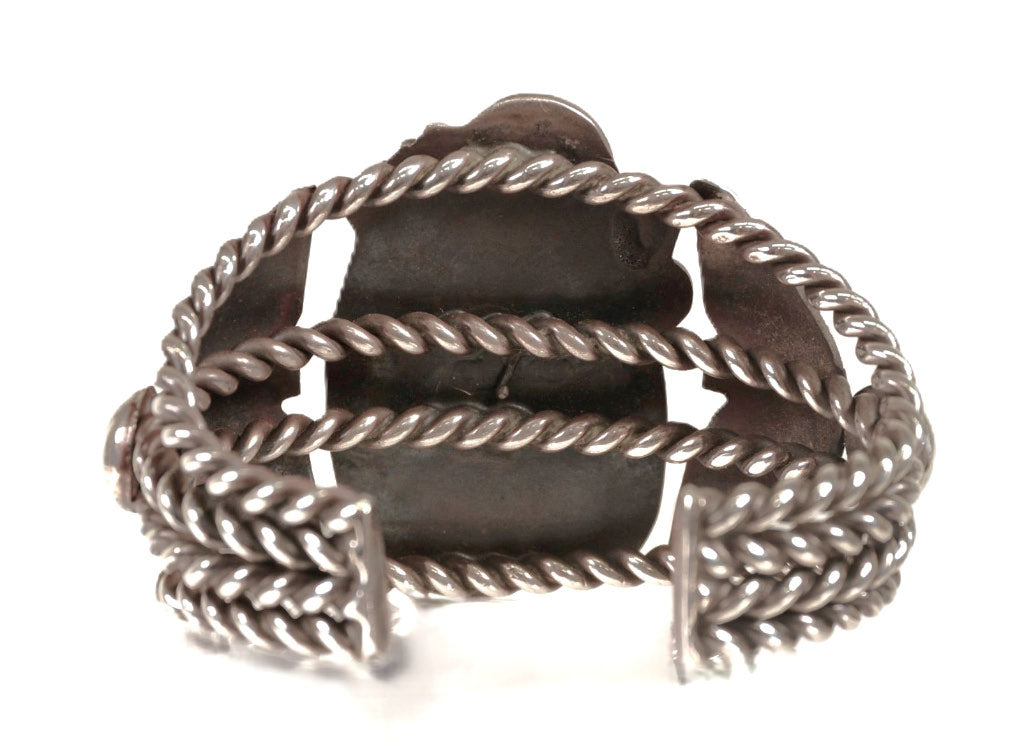Navajo Sterling Silver Bracelet with Oval Turquoise Setting
