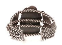 Navajo Sterling Silver Bracelet with Oval Turquoise Setting