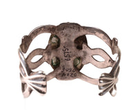 Navajo Sterling Silver Sand Cast Bracelet with Natural Turquoise Setting