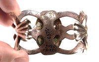 Navajo Sterling Silver Sand Cast Bracelet with Natural Turquoise Setting