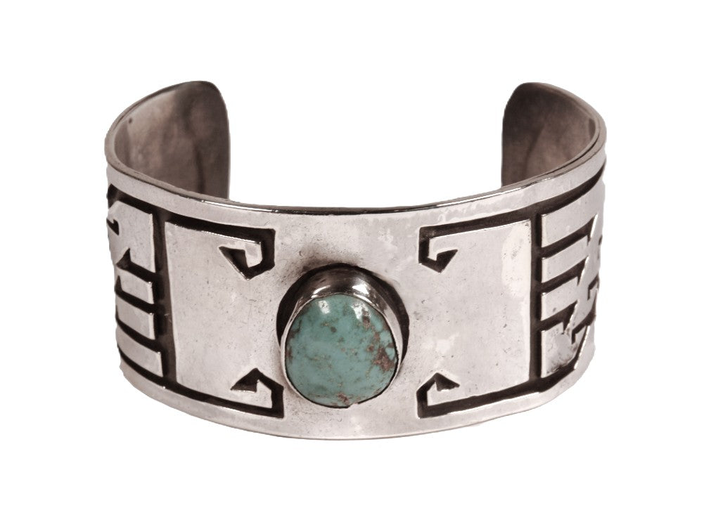 Hopi Pueblo Turquoise Overlay Cuff Bracelet