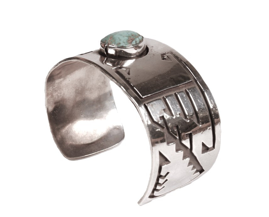 Hopi Pueblo Turquoise Overlay Cuff Bracelet