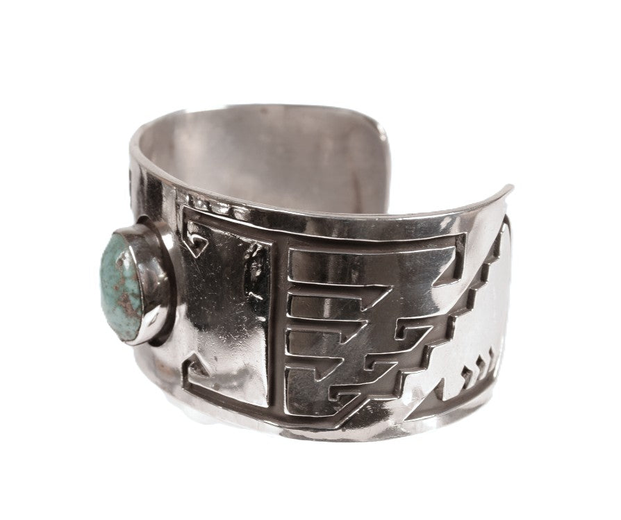 Hopi Pueblo Turquoise Overlay Cuff Bracelet