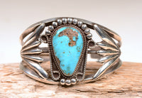 Navajo Single Turquoise Tear Drop Setting Cuff Bracelet