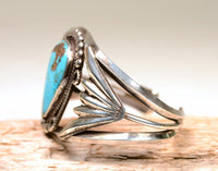 Navajo Single Turquoise Tear Drop Setting Cuff Bracelet