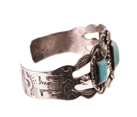 Navajo Sterling Silver 3 Rectangle Turquoise Settings Bracelet
