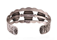 Navajo Sterling Silver 3 Rectangle Turquoise Settings Bracelet