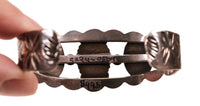 Navajo Sterling Silver 3 Rectangle Turquoise Settings Bracelet