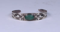 Navajo Sterling Silver Oval Green Turquoise Bracelet