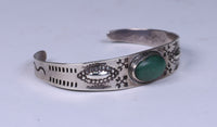 Navajo Sterling Silver Oval Green Turquoise Bracelet