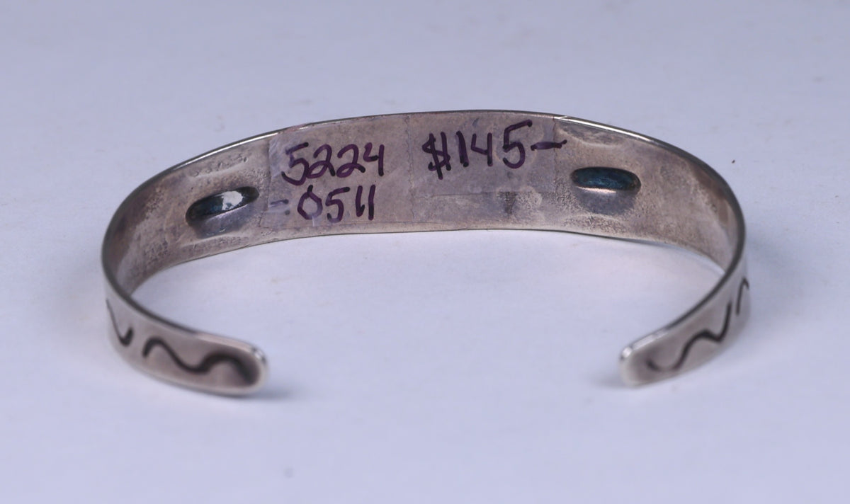 Navajo Sterling Silver Oval Green Turquoise Bracelet