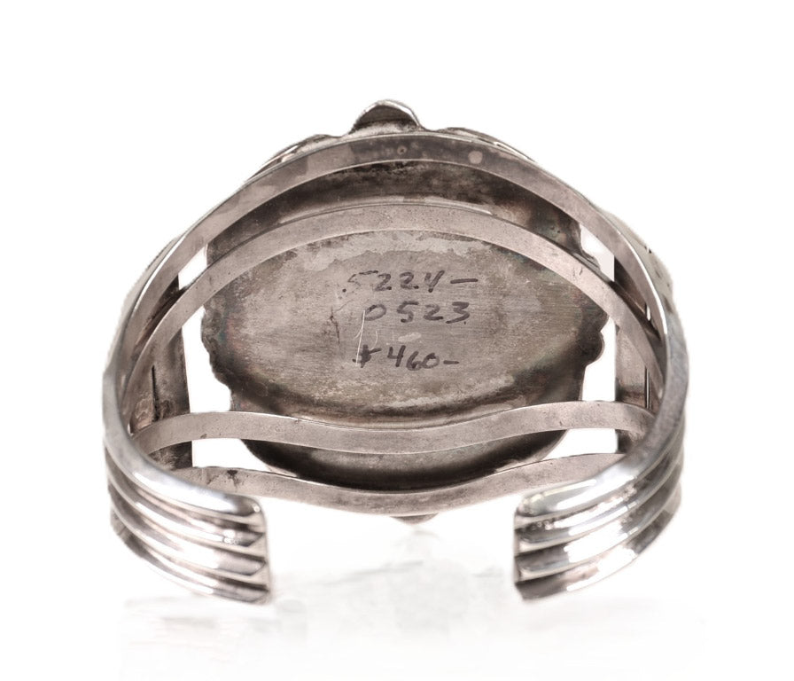 Navajo Sterling Silver Bracelet with Inlaid Dancer Motif By Paul Lawrence